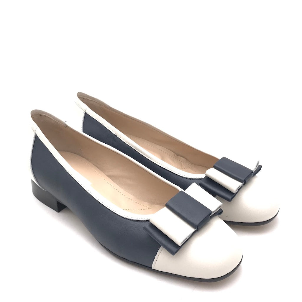 Zulian Calzature Ballerina in pelle blu-panna Soddisfazione Garantita