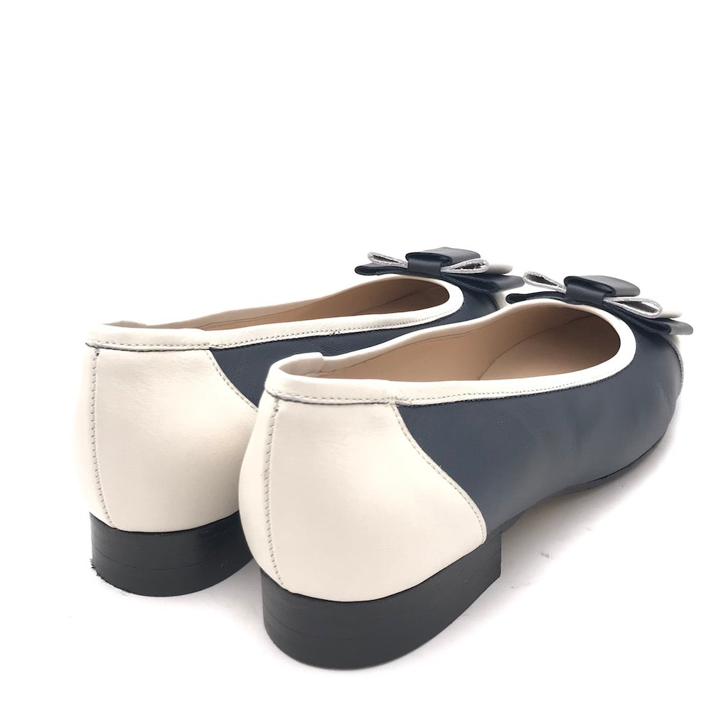 Zulian Calzature Ballerina in pelle blu-panna Soddisfazione Garantita