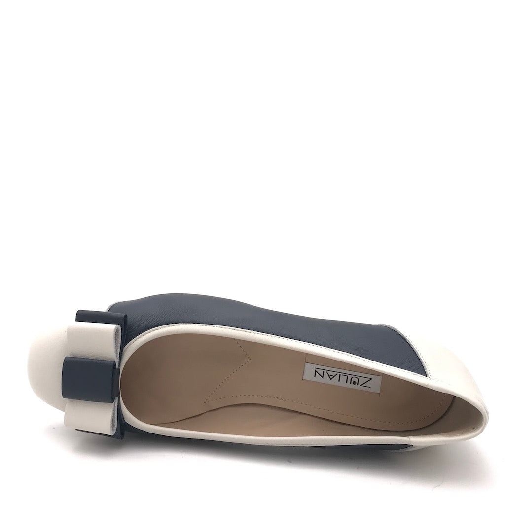 Zulian Calzature Ballerina in pelle blu-panna Soddisfazione Garantita