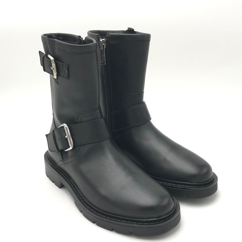 Zulian Calzature Biker in pelle nera Officina
