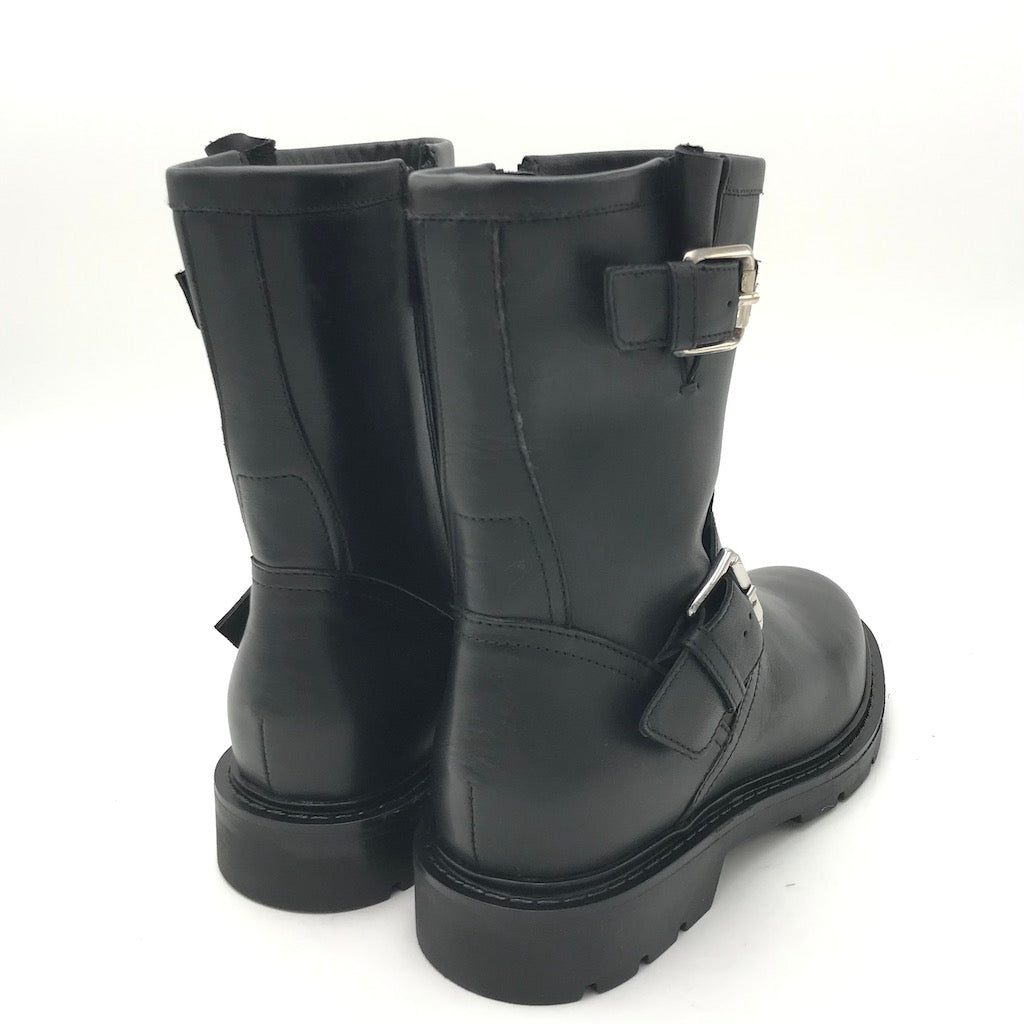 Zulian Calzature Biker in pelle nera Officina
