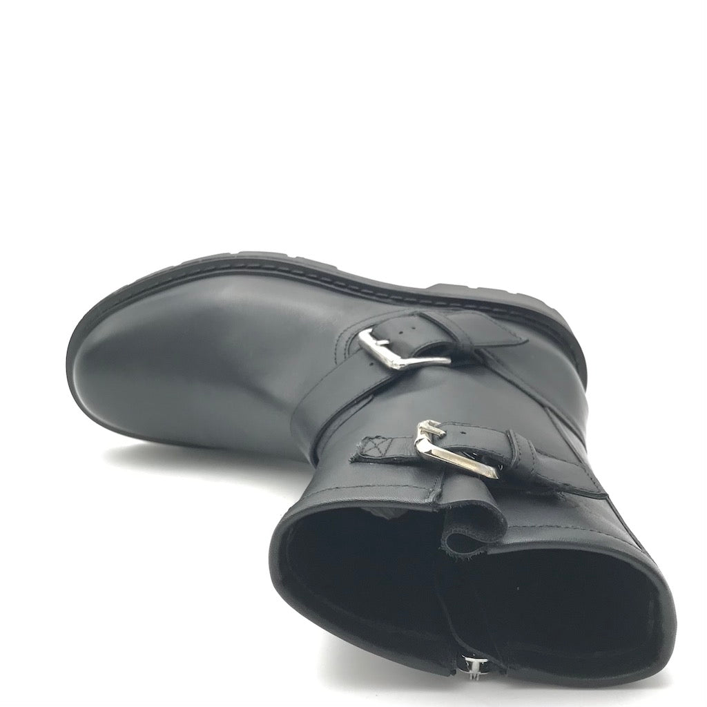 Zulian Calzature Biker in pelle nera Officina