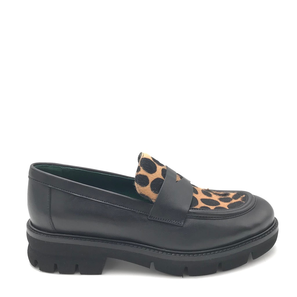 Zulian Calzature Mocassino nero cavallino animalier Spedizione Gratuita