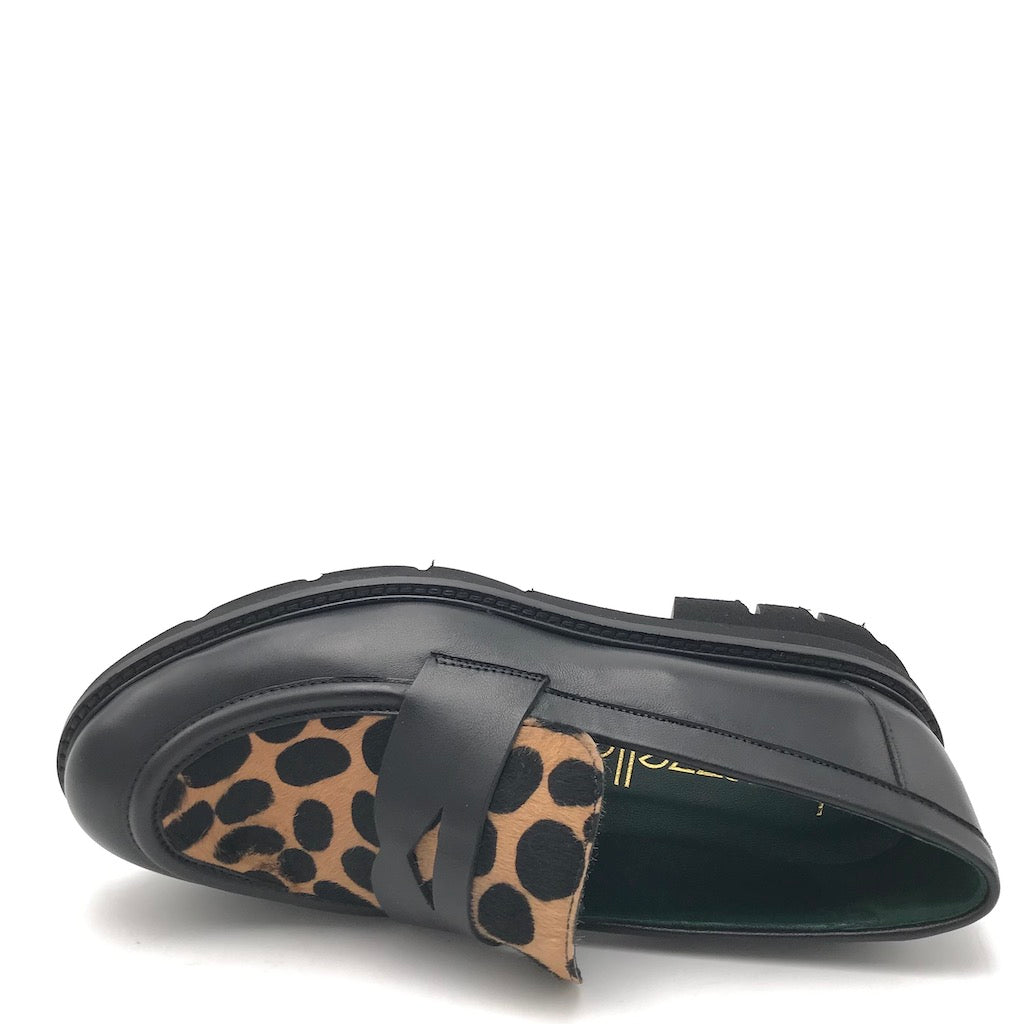 Zulian Calzature Mocassino nero cavallino animalier Spedizione Gratuita