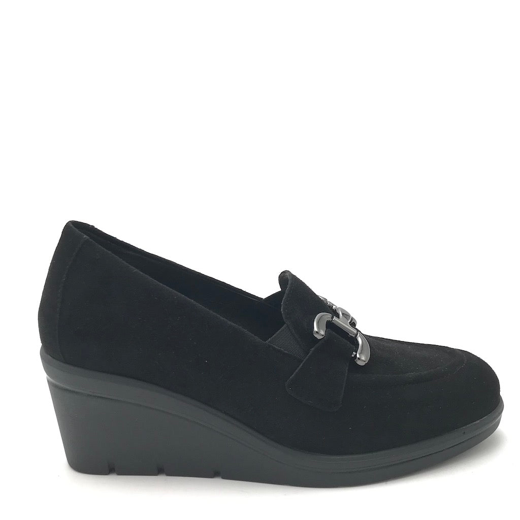 Zulian Calzature Mocassino zeppa in camoscio nero Qualità Garantita