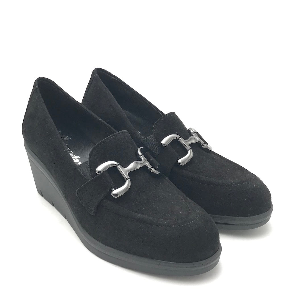 Zulian Calzature Mocassino zeppa in camoscio nero Qualità Garantita