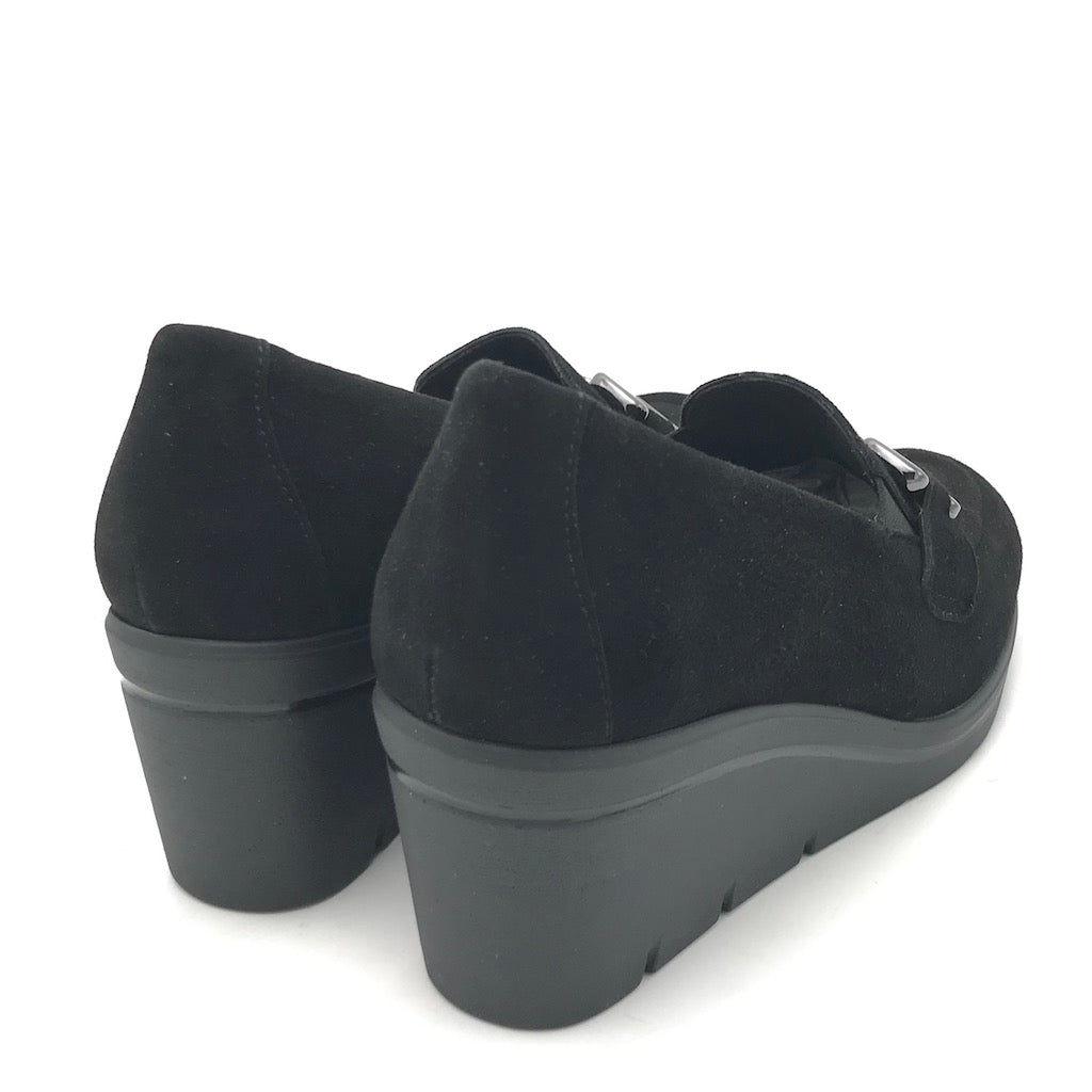 Zulian Calzature Mocassino zeppa in camoscio nero Qualità Garantita
