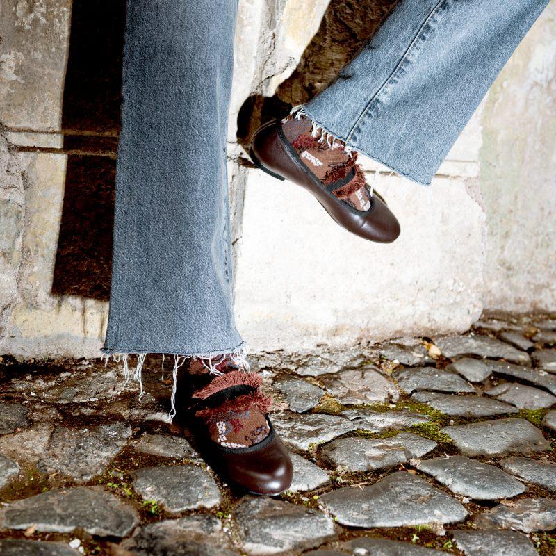 Allagiulia Ballerina Lolita Frangia TABACCO Pezzi Unici