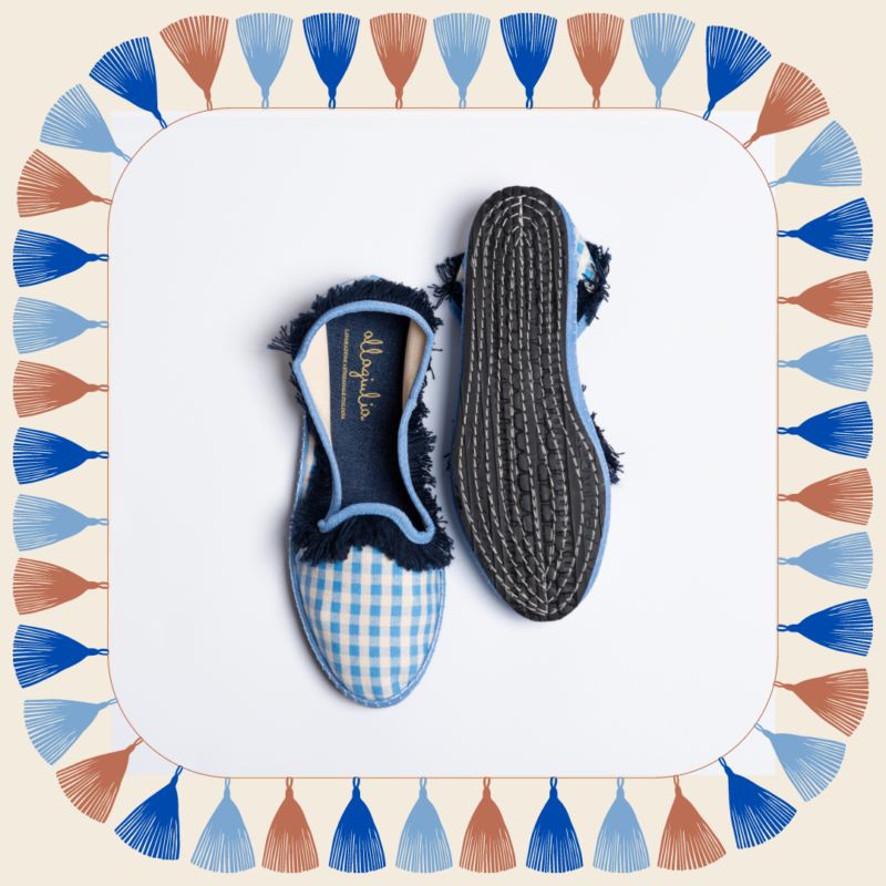 Allagiulia -Capsule Santorini- Friù Venezia VICHY AZZURRO Frangia BLU Moda